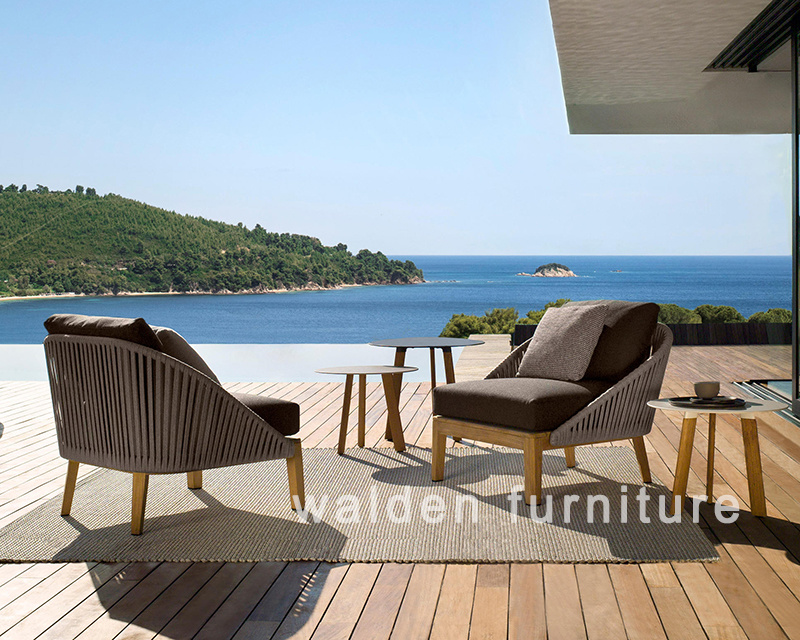 2018 Walden New Rope Weaving Lounge Chair/Wood Sofa Lounge/Outdoor Rope Furniture