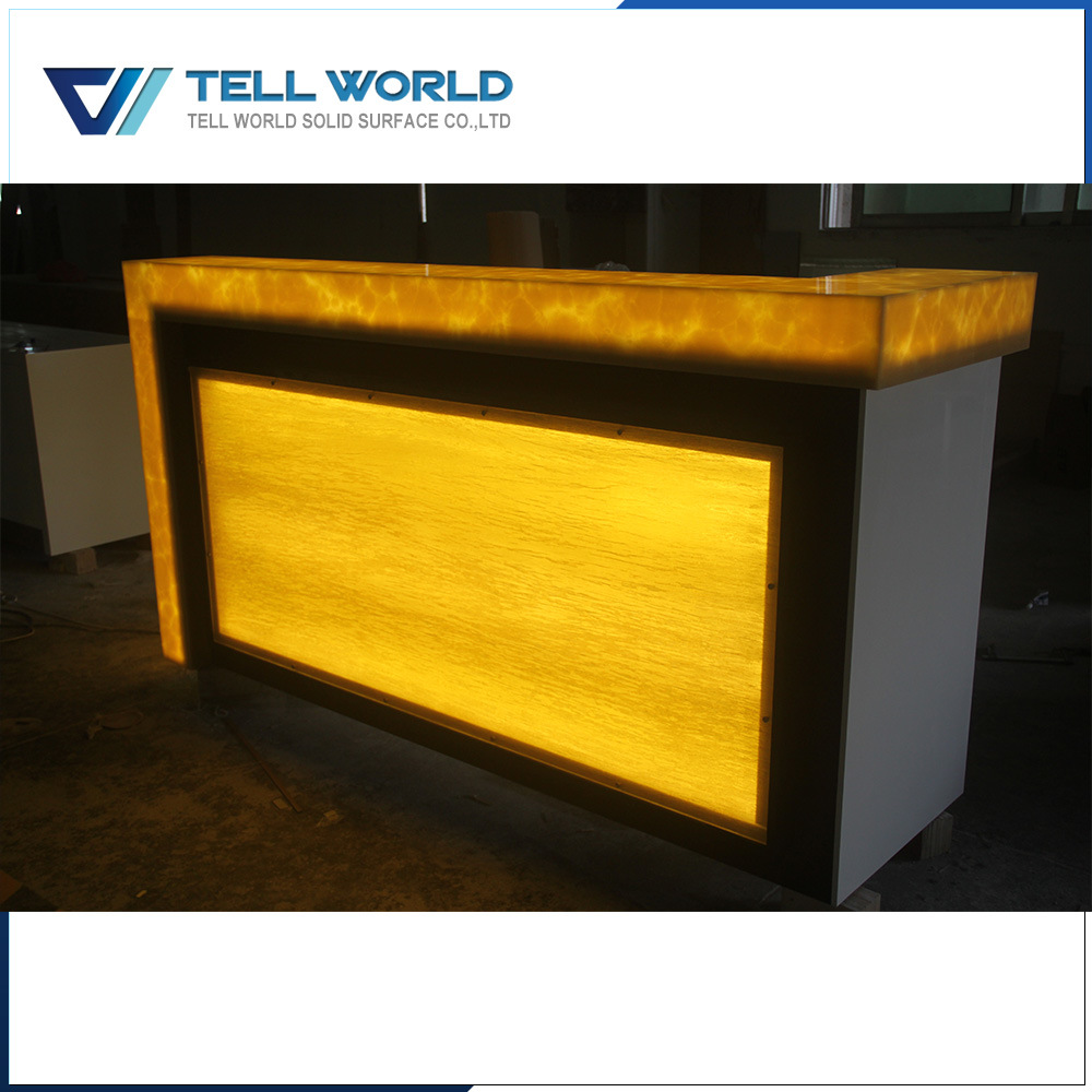 Fashion Design Straight Shaped Bar Counter with Yellow Lighted Top