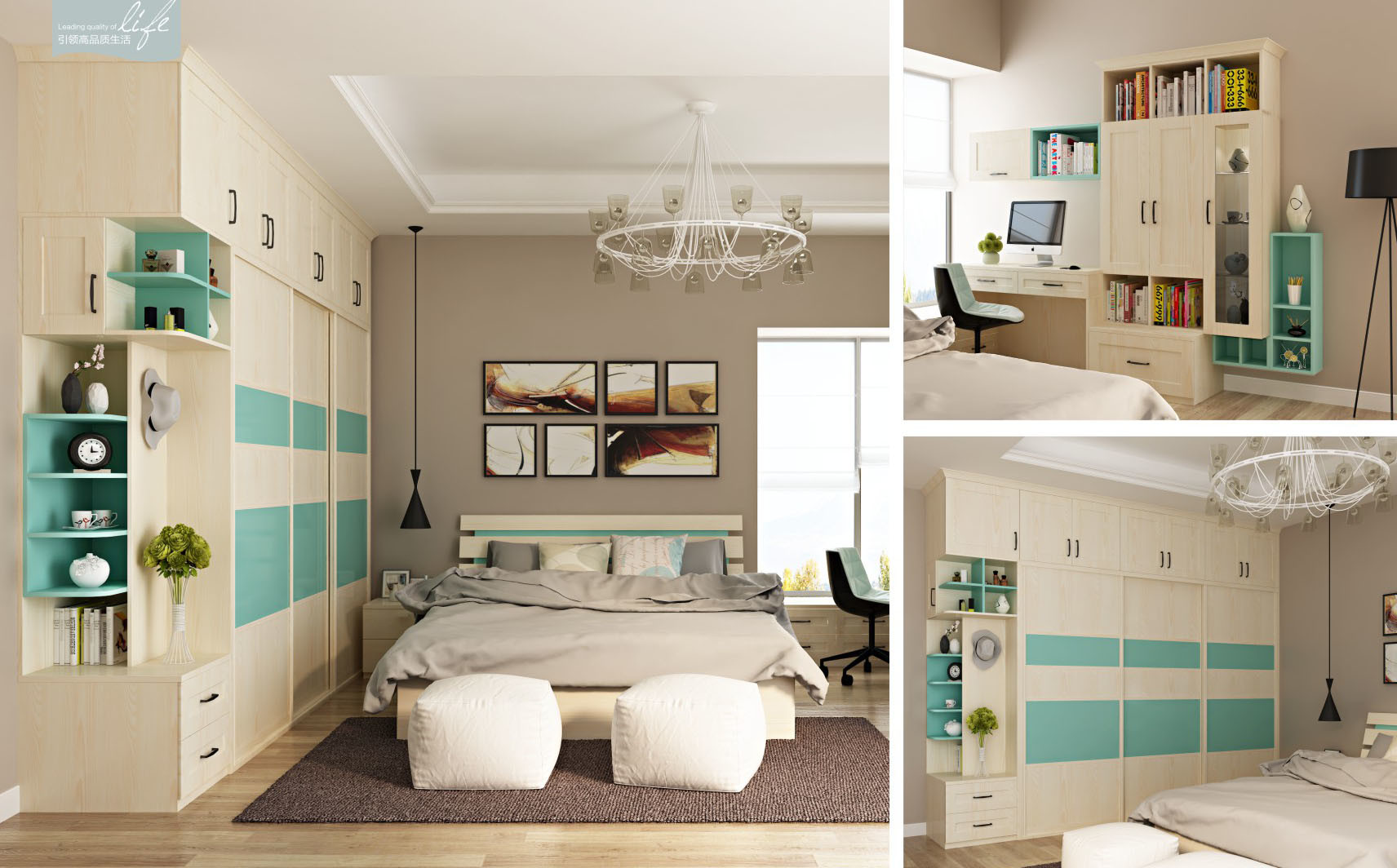 Modern Design Bedroom Furniture Wardrobe with Swing Door (V2-WS001, V2-BK001)