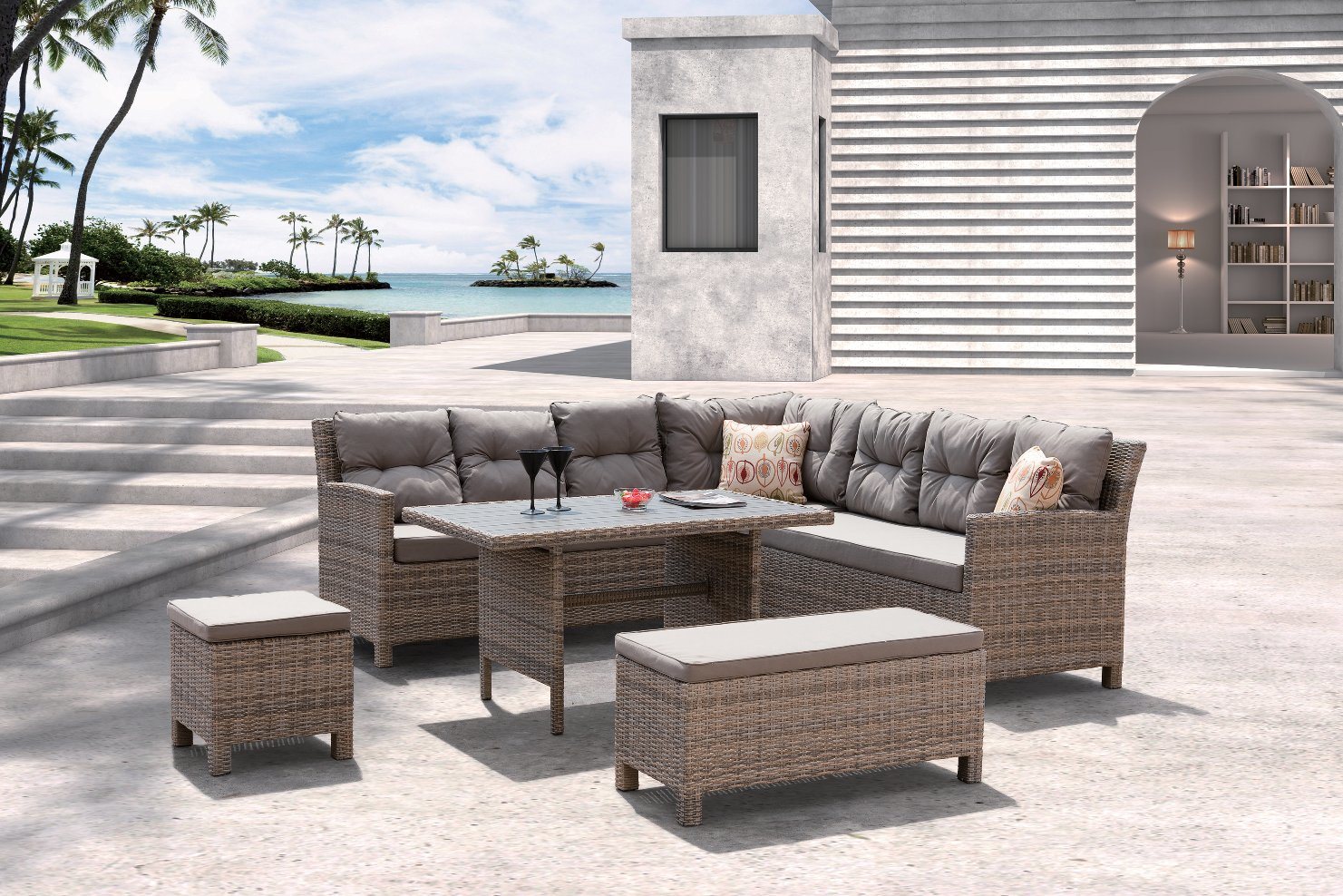 Garden Patio Barbados Lounge Home Hotel Office Restaurant Outdoor Sofa (J620)