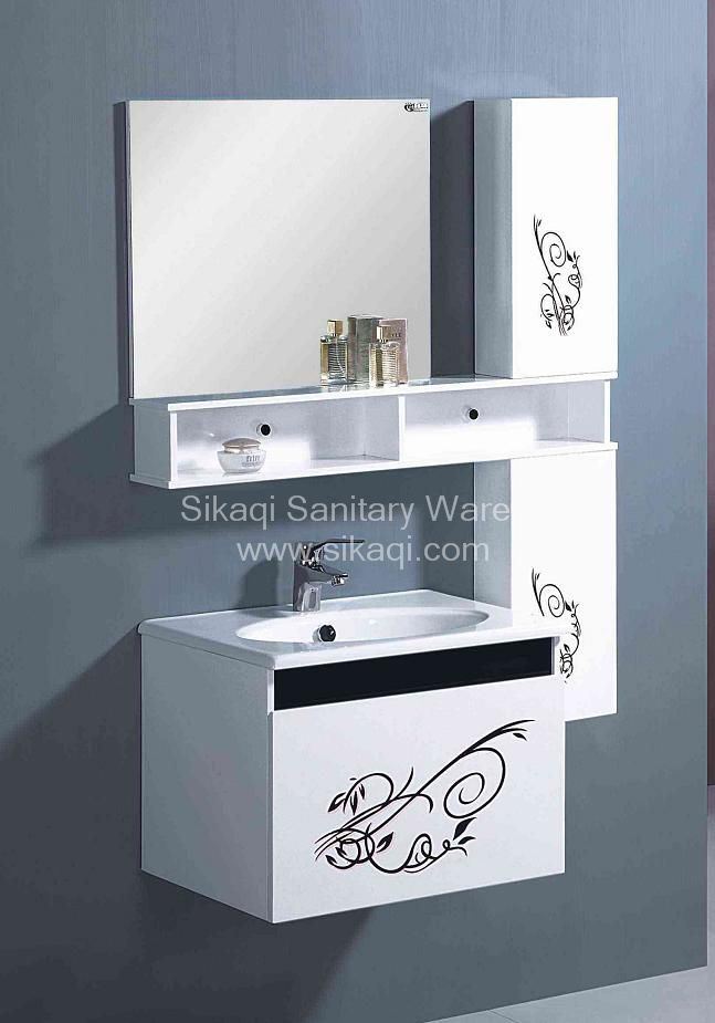 Classic PVC Bathroom Cabinet with Flowers