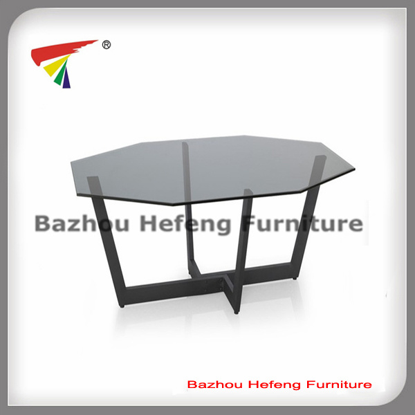 Tempered Glass Top Table Coffee, Powder Coated Frame (CT103)