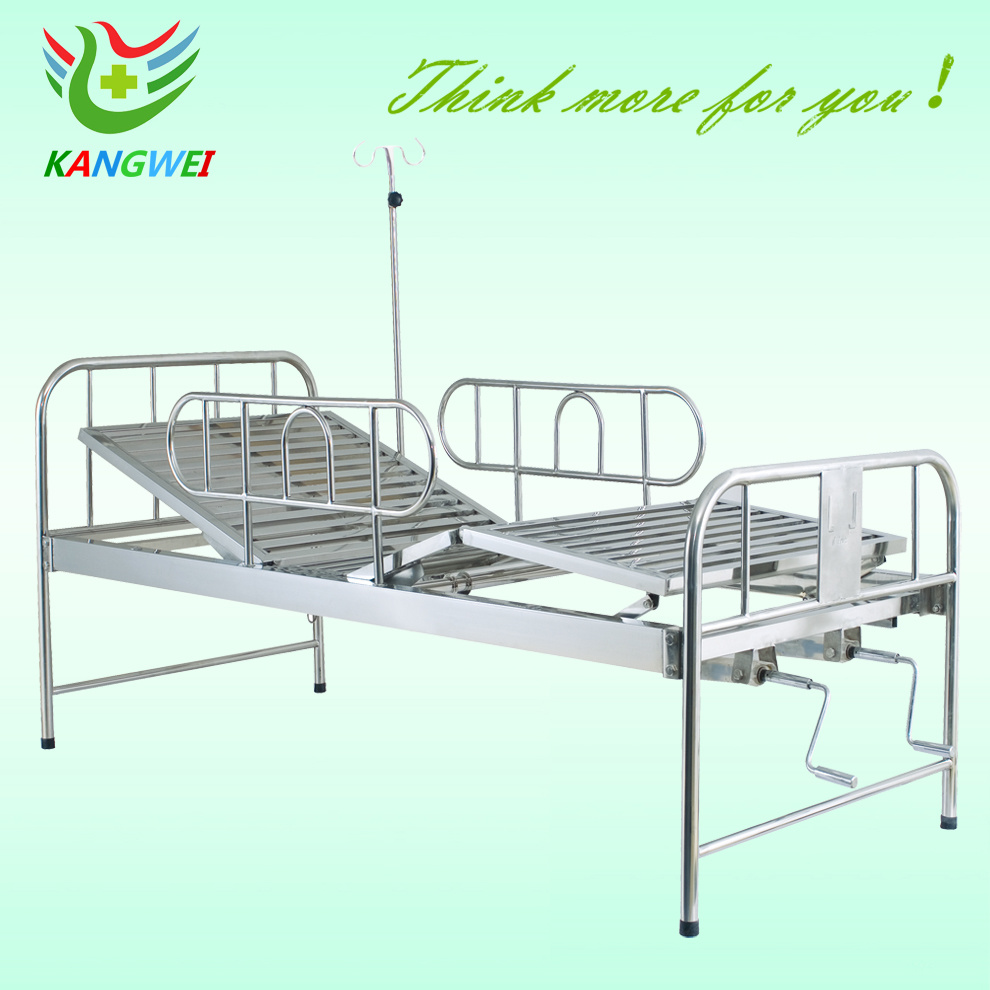 Hospital Stainless Steel Manual Medical Care Bed Nursing Bed