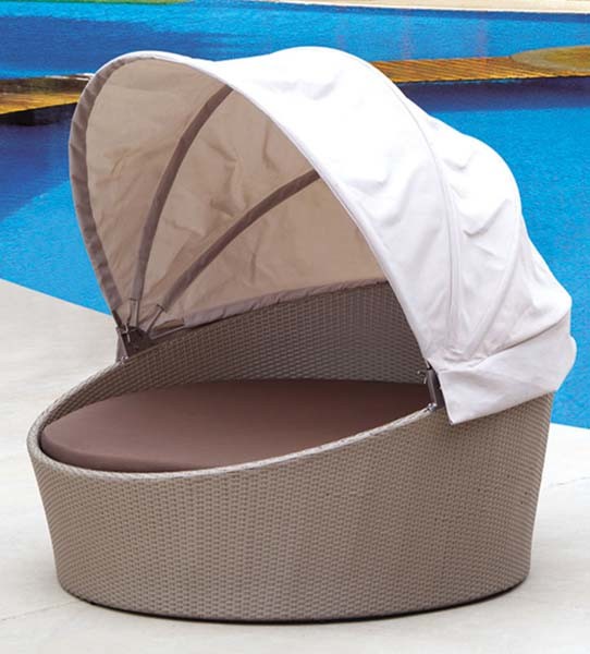 Outdoor Rattan/Wicker Round Daybed with Canopy for Pool (LN-021)