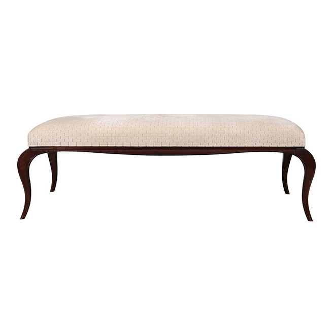 Indoor Furniture Linen Upholstery Wooden Bench Custom Bed Side Stool