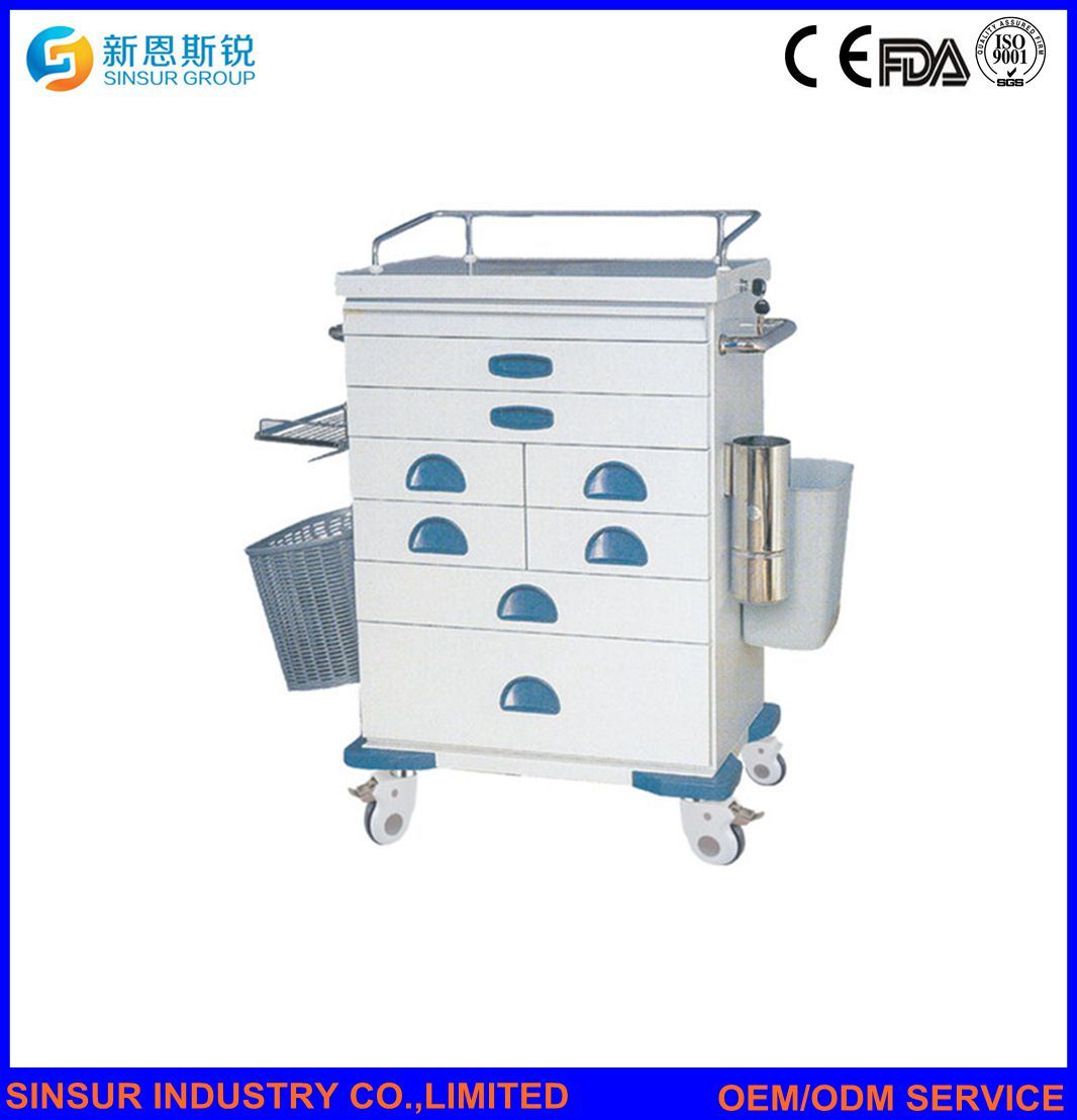 China Manufacturer Hospital Equipment Steel Multi-Function Medical Anesthesia Trolley