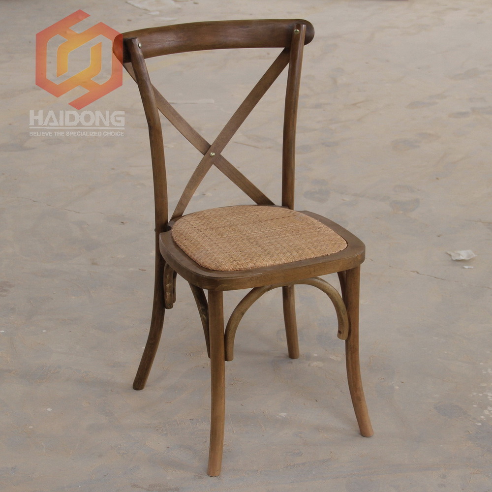 High Quality Durable Strong Natural Color Wood Cross Back Wedding Chair
