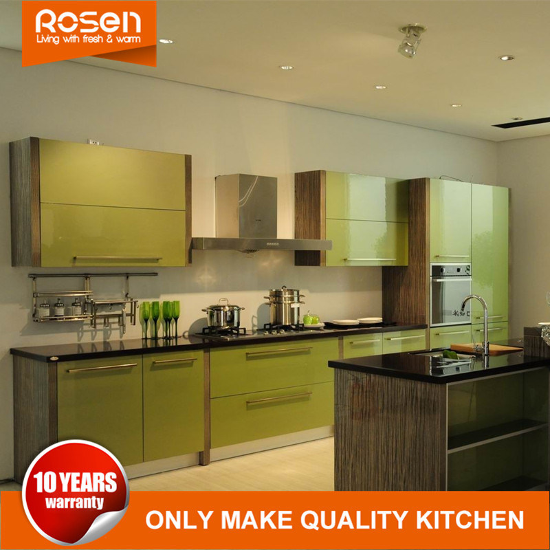 Green Lacquer Finished Modern Style Kitchen Cabinet