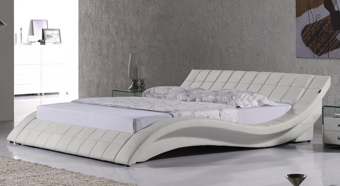 Modern Design White Leather Bed