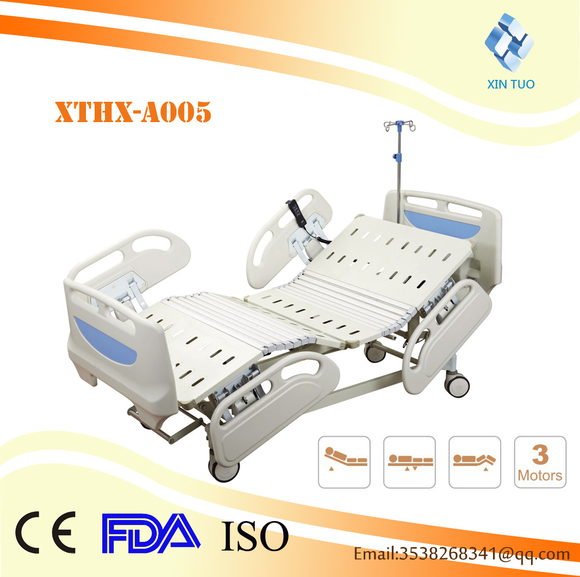 Three Function Electric Hospital Bed with Superior Quality Luxury