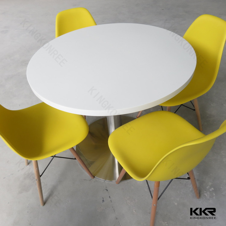 White Round Modern Solid Surface Dining Table Set
