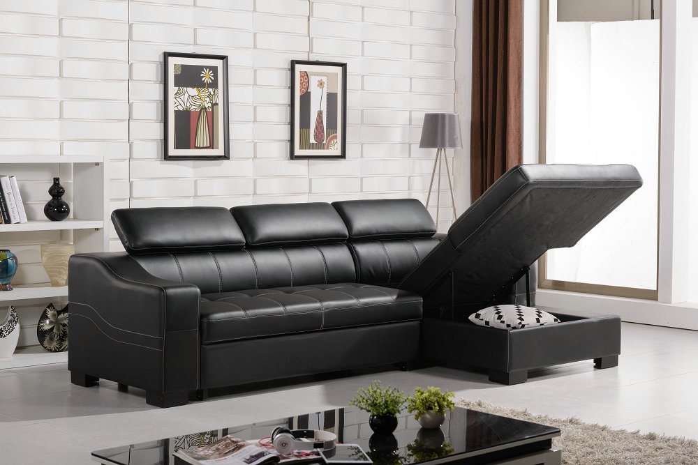 Modern Design with Storage Functional Leather Sofa Bed