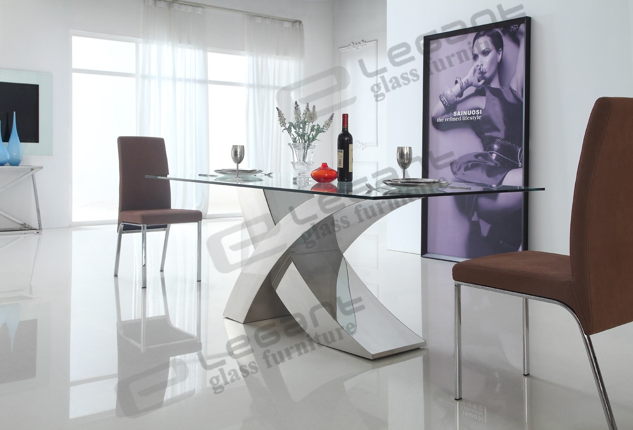 2014 Modern Glass Dining Table and Stainless Steel Dining Table