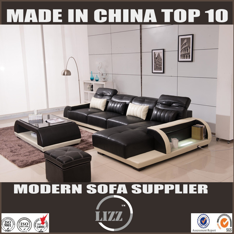 Black Corner Leather Sofa with Chaise