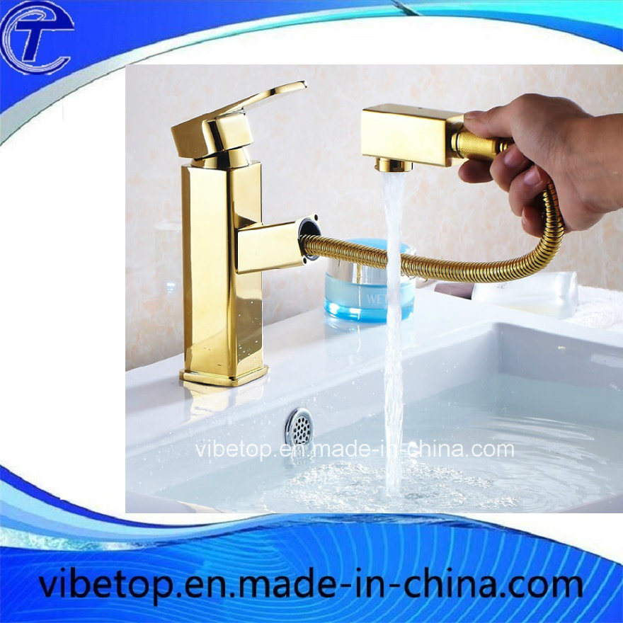 2017 Good Quality Gold Stretched Brass Golden Faucet