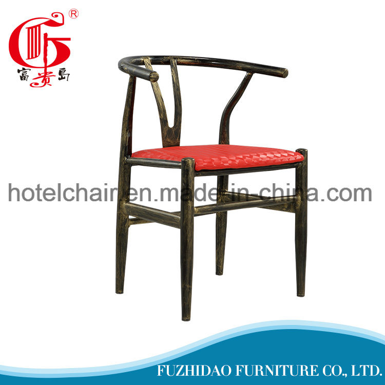 Red Color PU Leather Seat Iron Chairs for Theme Restaurant