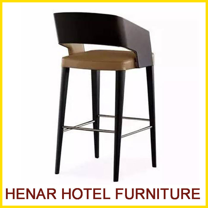 Hotel Restaurant Public Territory Wooden Chair Bar Stool with Backrest