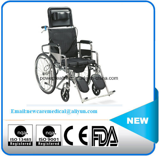 Manufacturer Sale Manual Commode Wheelchair with Backrest