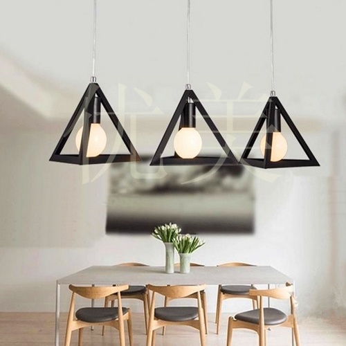 Northern Triangle Droplight Industrial Wind Restoring Ancient Ways Is Sitting Room Bedroom Lamp, Wrought Iron Small Droplight, Restaurant