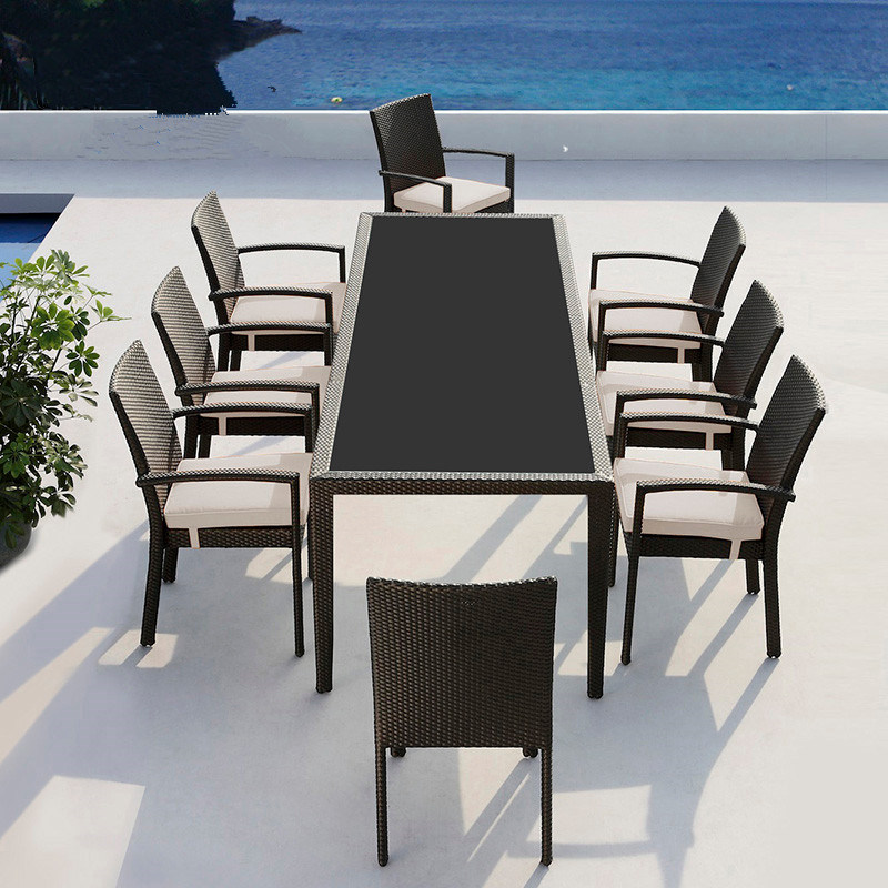 1 Table 8 Seater Collapsible Outdoor Furniture PE Rattan Dining Room Furniture (Z570)