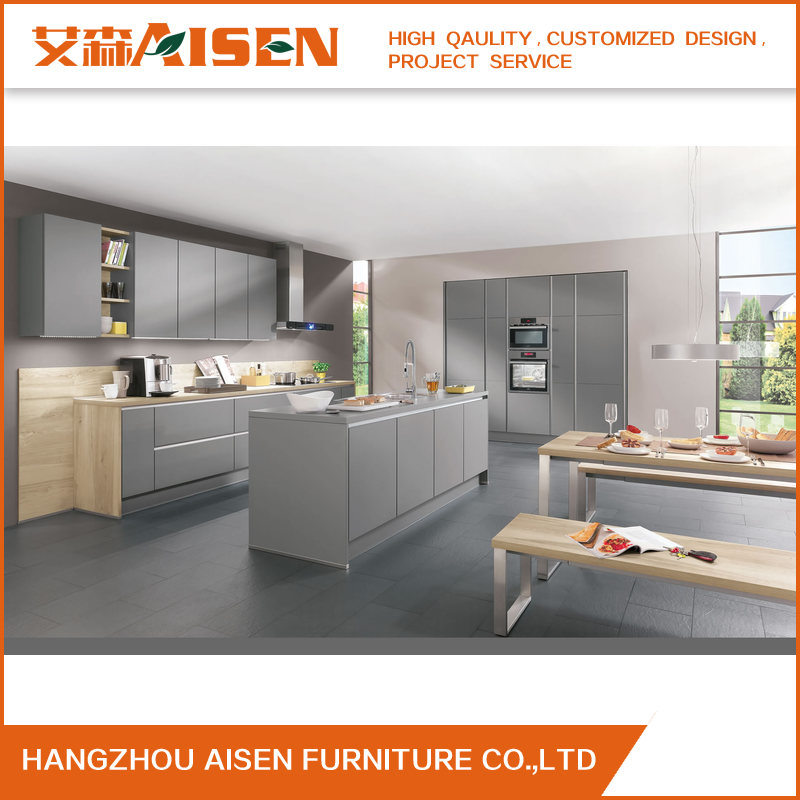 Hot Selling Metallic Grey Color Wooden Kitchen Cabinet