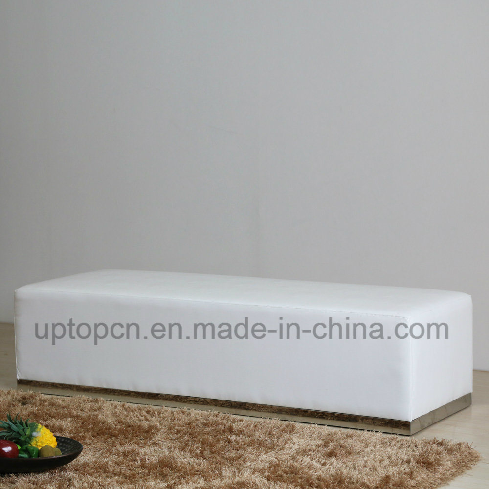 Factory High Quality Upholstery Pure White Rectangle Leather Stool (SP-ES138)