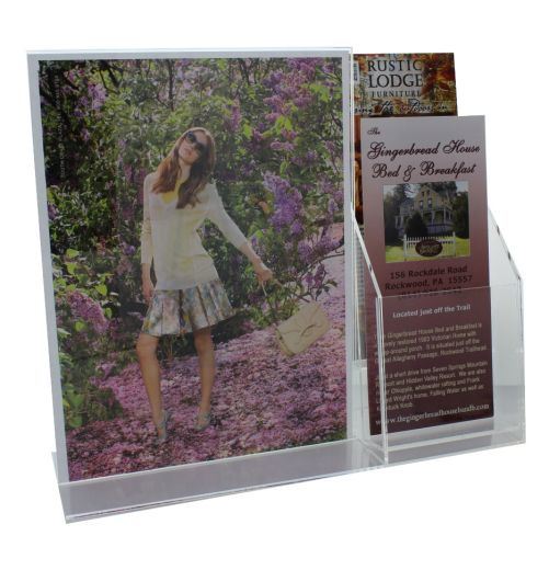 8.5X11 Deluxe Combo Acrylic Brochure Holder with 2 Pockets
