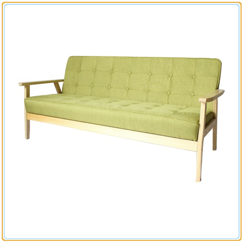 Japanese Fabric Combination Sofa with Solid Wood Chair
