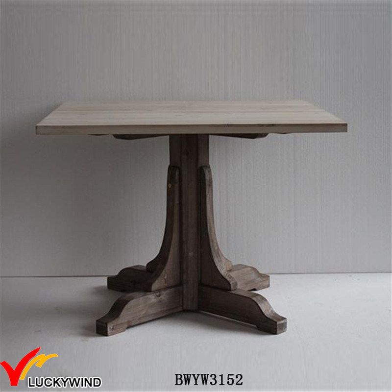 Farm Chic 4 Seaters Square Solid Wood Pedestal Dining Table
