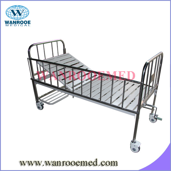 Single Crank Stainless Steel Full Length Siderail Hospital Pediatric Bed