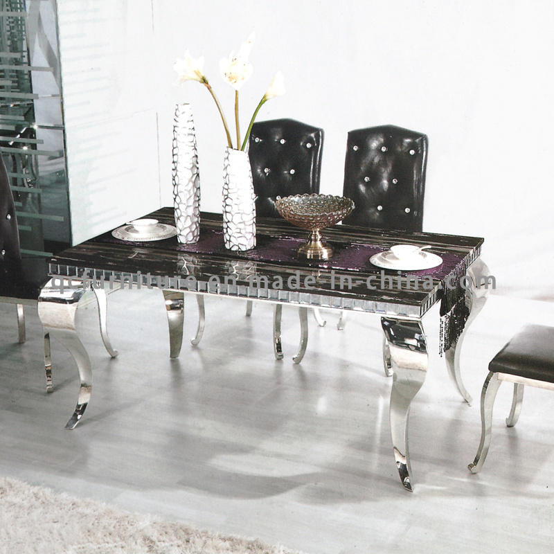 English Style Stainless Steel Leg Dining Table