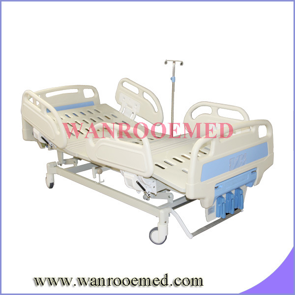 Bam300 3 Crank Manual Medical Bed with PE Plastic Side Rails