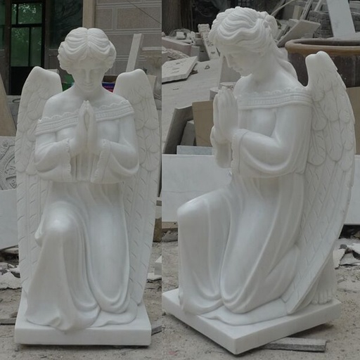 China White Marble Garden Kneeling Praying Angel Statue