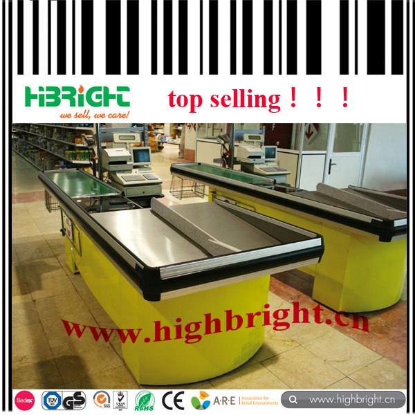 Electric Supermarket Cash Desk with Smooth Conveyor Belt