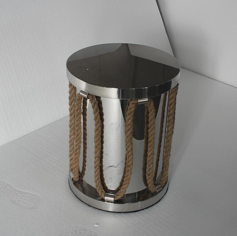 Small Stainless Steel with Hemp Rope Round Coffee Table