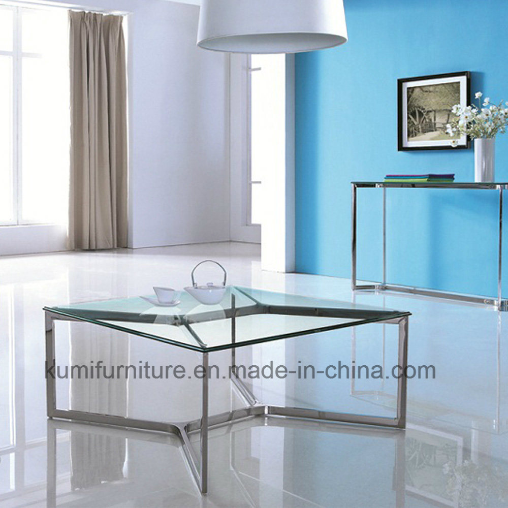 Square Designs Modern Furniture Coffee Table with Tempered Glass