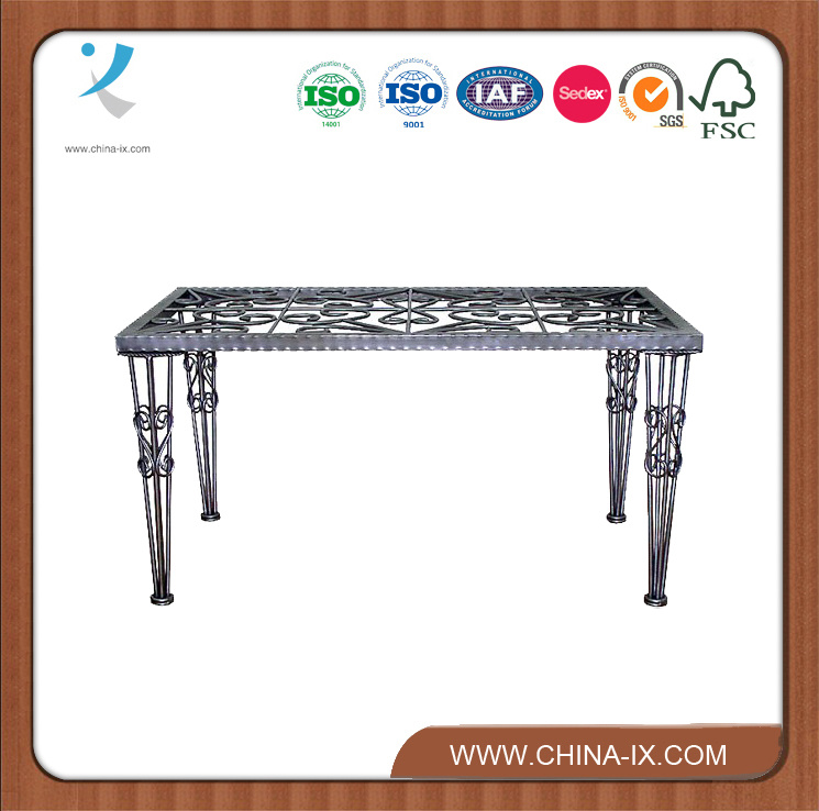Decorative Wrought Iron Retail Display Table with Raw Steel Finish