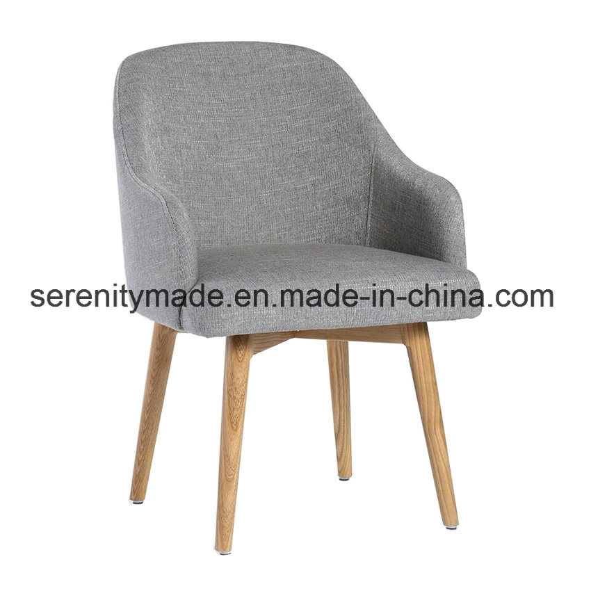 China Suppliers Gray Linen Fabric 4 Wood Legs Sofa Chairs for Sale