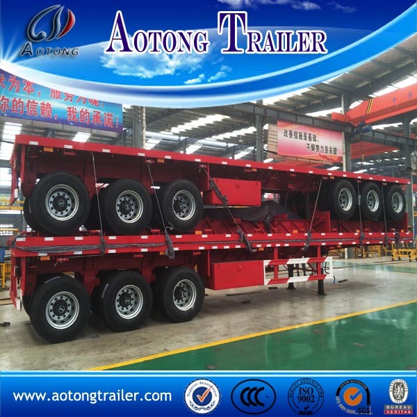 Tri-Axle Flatbed Trailer, 40FT 45FT Container Semi Trailer for Sale