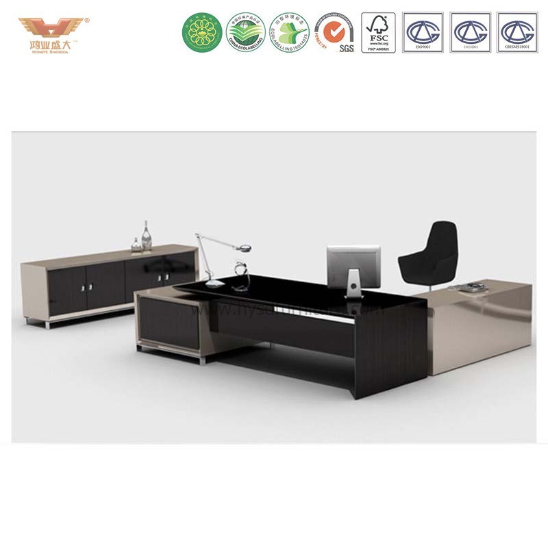 Elegant L Shape Executive Office Desk Aluminum Base Executive Desk