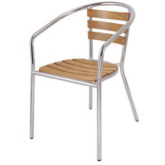 Patio Aluminum Willow Wood Slats Chair (DC-06304)