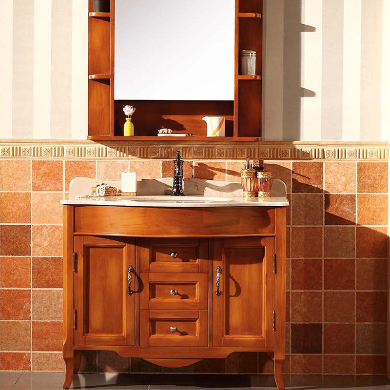 European Painted Red Oak Bathroom Storage Vanity Cabinet (GSP14-008)
