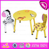 2015 Round Table and Chair for Kids, Animal Design Children Wooden Table and Chairs, Wooden Toy Table Chairs for Christmas W08g140