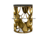 New Design Metal Side Table with Black Marble Top