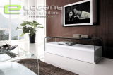 New Glass TV Stand with White MDF Cabinet