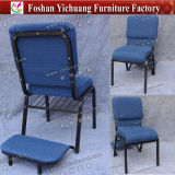 Wholesale Stackable Stacking Blue Fabric Steel Iron Metal Church Chair for Auditorium and Prayer with Kneeler (YC-G38)