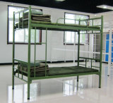 Modern Adult Round Square Pipe Heavy Duty Military Style Steel Metal Bunk Bed