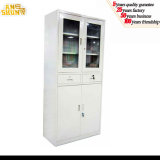 Glass Door Filing Cabinet Metal Bookcase with Two Drawer Office Furniture