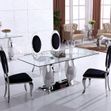 2017 New Model Dining Table with Tempered Glass Top