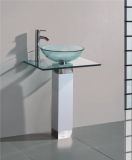 Solid Wood Bracket Glass Wash Basin (7057)